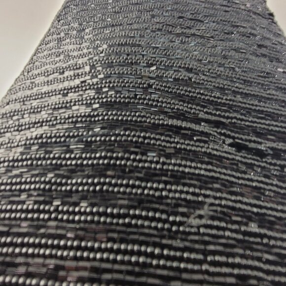 Vintage Delill Black Glass Bead Evening Bag Dress Purse Hand Beaded Snail Chain - Picture 10 of 11